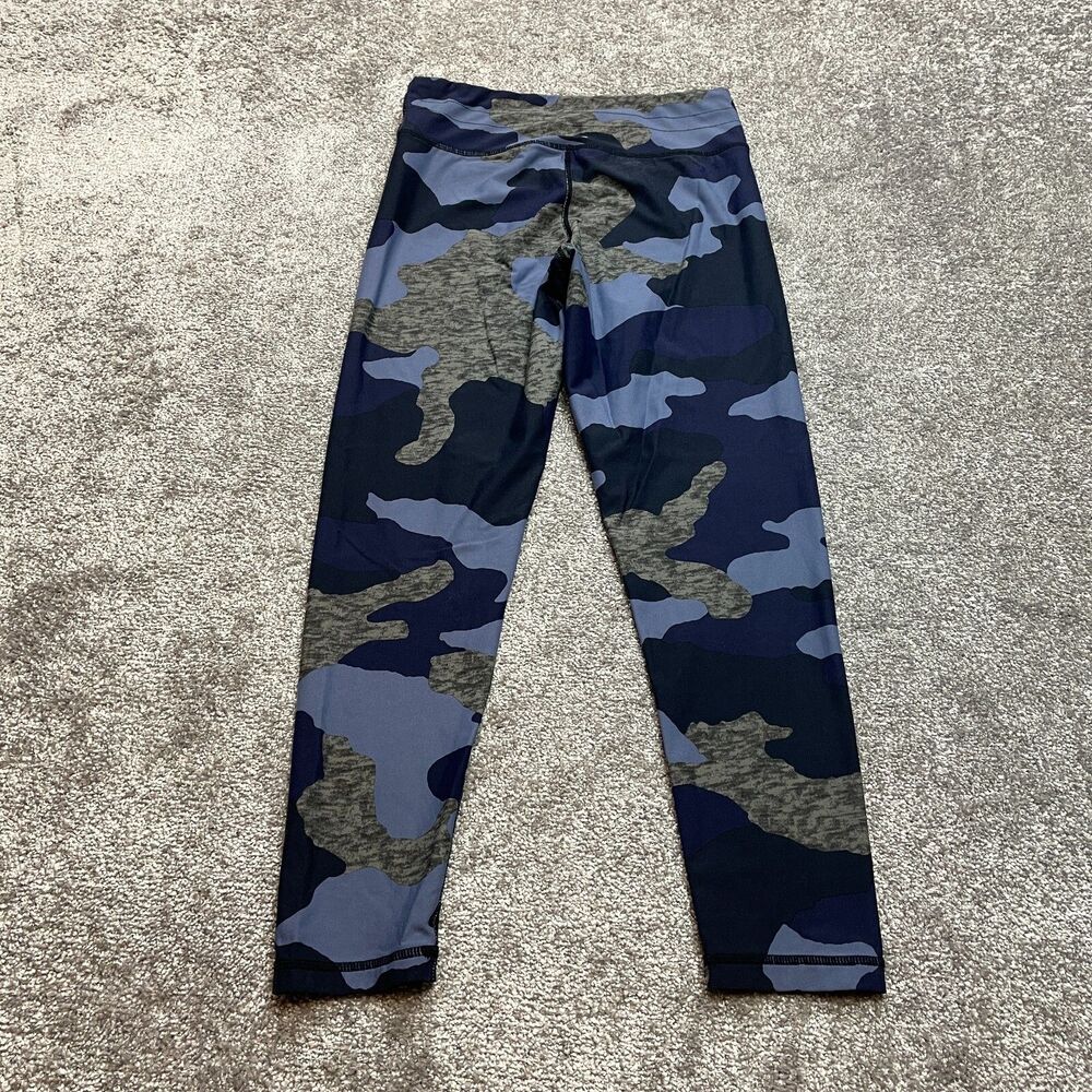 Aerie Chill Play Move Leggings Blue Camo Womens Medium Nylon Stretch Compression - Picture 2 of 13